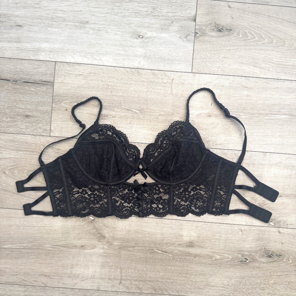 For Love & Lemons Lace Bustier Tank Top/Bralette – Black – Size 32DD (GUC)